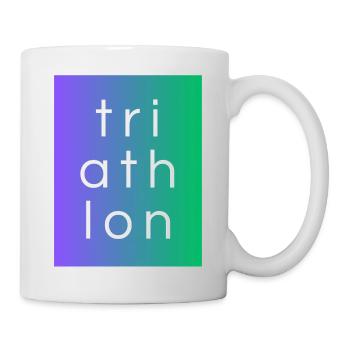 Triathlon - Schönes Desing mit Neon-Farben - Tasse - Weiß - Rechts