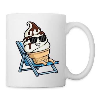 Chillende ijscreme op strandstoel - Mug - white - Right