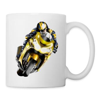 Racer on yellow machine - Mug - white - Right