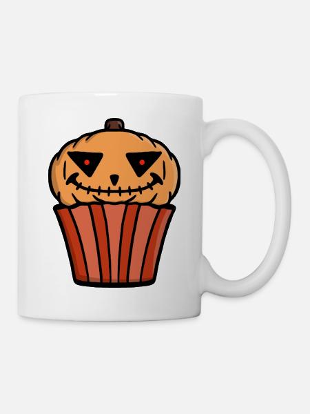 Kürbis Cupcake Halloween - Tasse - Weiß