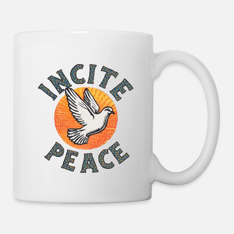 Retro Peace Dove - "Incite Peace" - Mug - white