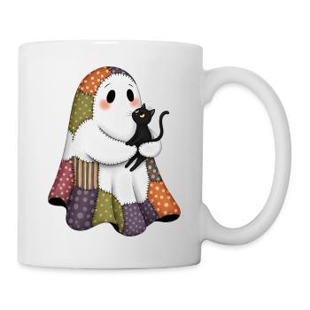 Patchwork Ghost with Black Cat - Mug - white - Right