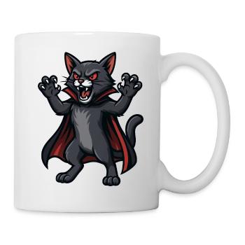 Süße Halloween Katze Vampir Cartoon Monster Lustig - Tasse - Weiß - Rechts