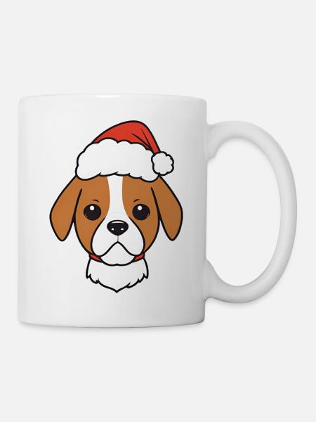 Beagle im Weihnachtslook - Tasse - Weiß