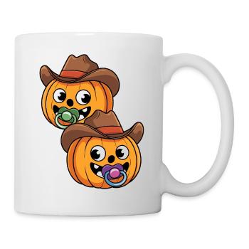 Zwei Kürbis Cowboys mit Schnuller - Tasse - Weiß - Rechts