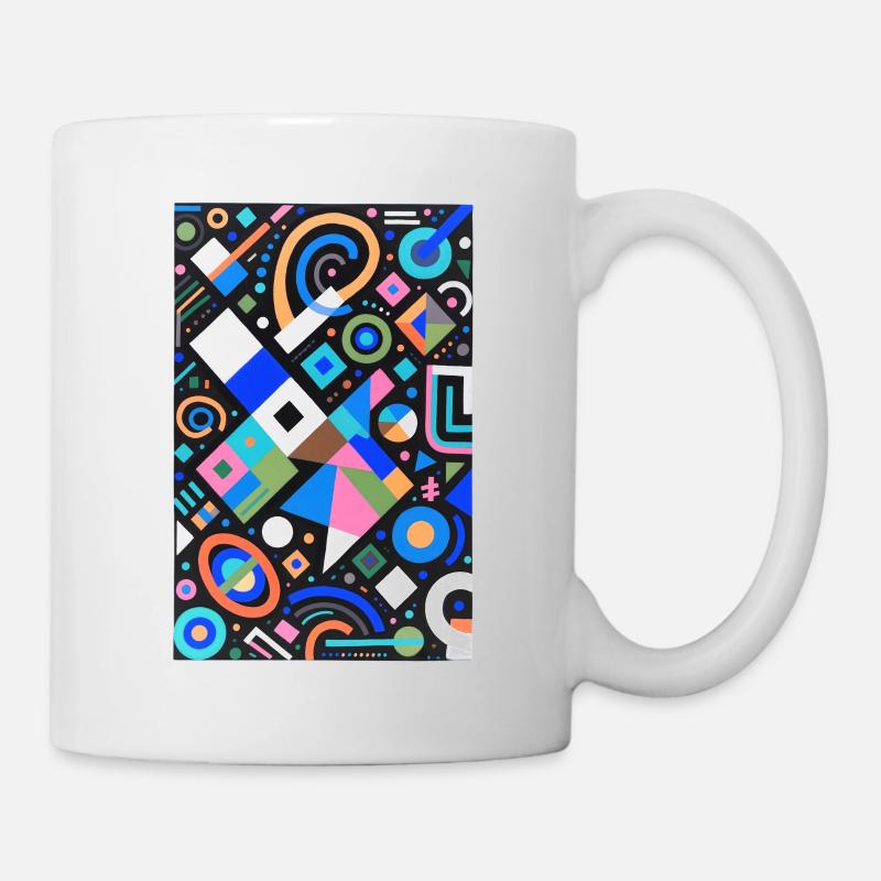 Neon geometry color mix on black - Mug - white
