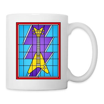 Buntglasgelbe E-Gitarre - Tasse - Weiß - Rechts