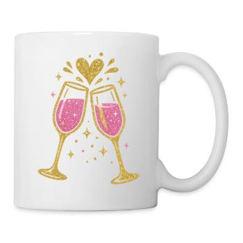 Goldene Gläserküsse Prosecco Feier - Tasse - Weiß - Rechts