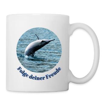 Lebensfreude pur– Springender Delfin vor Mauritius - Tasse - Weiß - Rechts