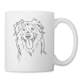 Funny Australian Shepherd Aussie Sketch Line Art  - Mug - white - Right