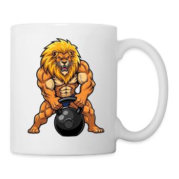 Löwe König Fitness Kettlebell Workout Kraft - Mug blanc - blanc - Droite