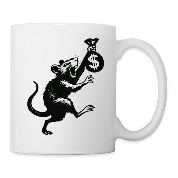 Rat with money bag in Banksy style - Mug - white - Right
