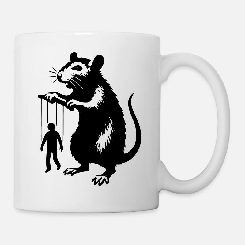 Ratte mit Mensch als Marionette  - Tasse - Weiß