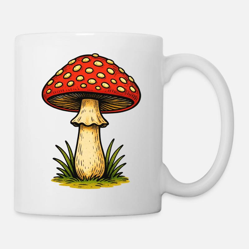 Red Toadstool Retro - Mug - white