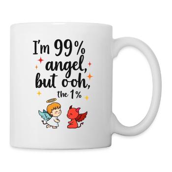 99 % Ange, 1 % Diable - Conception de dessin animé drôle - Mug blanc - blanc - Droite