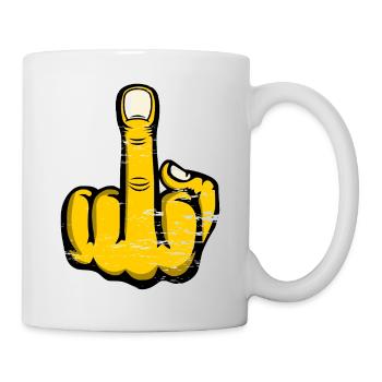 Middle Finger Stinky Finger Design Yellow used - Mug - white - Right