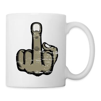 Mittelfinger Stinkefinger Design used - Tasse - Weiß - Rechts