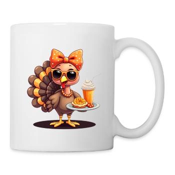 Dinde de Thanksgiving avec lunettes de soleil - Mug blanc - blanc - Droite