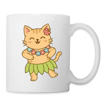 Katze auf Hawaii - Tasse - Weiß - Rechts