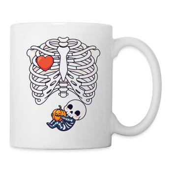 Schwangerschaft Halloween Skelett Baby Kürbis - Tasse - Weiß - Rechts