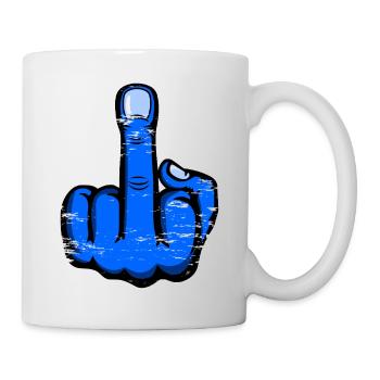 Majeur doigt puant doigt design bleu utilisé - Mug blanc - blanc - Droite