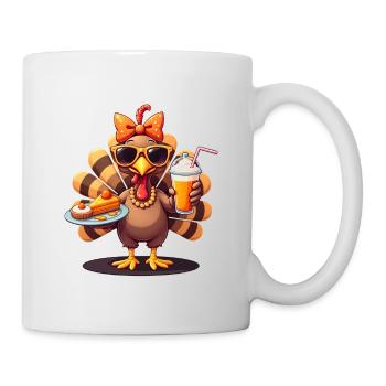 Dinde de Thanksgiving avec lunettes de soleil - Mug blanc - blanc - Droite