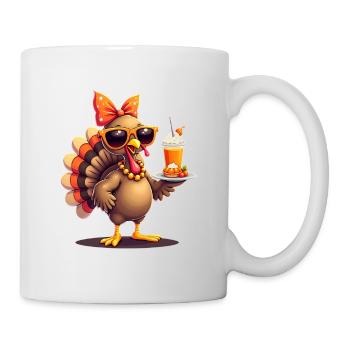Dinde de Thanksgiving avec lunettes de soleil - Mug blanc - blanc - Droite
