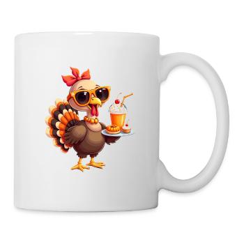 Dinde de Thanksgiving avec lunettes de soleil - Mug blanc - blanc - Droite