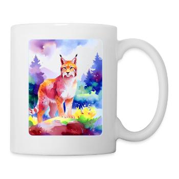Luchs im Bergwald (Aquarell) - Tasse - Weiß - Rechts