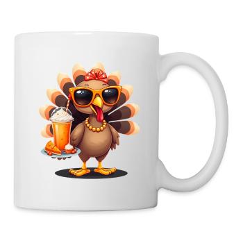 Dinde de Thanksgiving avec lunettes de soleil - Mug blanc - blanc - Droite