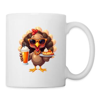 Dinde de Thanksgiving avec lunettes de soleil - Mug blanc - blanc - Droite