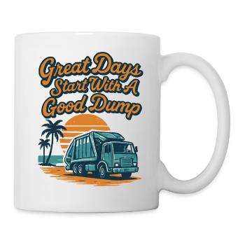 Les belles journées commencent avec un bon camion à ordures - Mug blanc - blanc - Droite