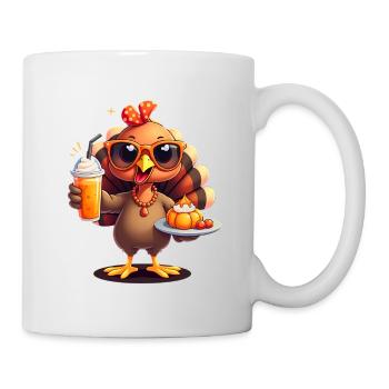 Dinde de Thanksgiving avec lunettes de soleil - Mug blanc - blanc - Droite