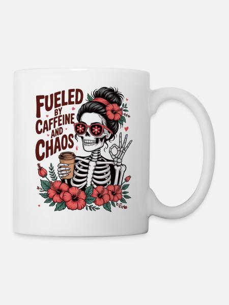 Mutter Koffein Mutter Skelett Kaffee - Tasse - Weiß