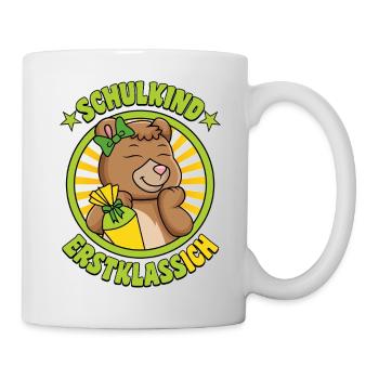 Écolier première année moi ours avec cône d’écolière - Mug blanc - blanc - Droite