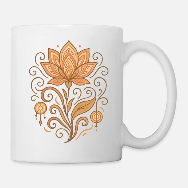 Mandala en fil de lotus doré - Mug blanc - blanc