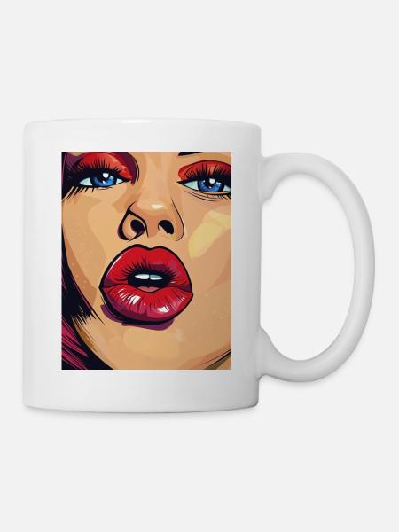Pop-Art Lippenstift Blick - Tasse - Weiß