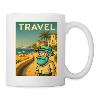 Affiche de voyage Art déco avec grand-père en Méditerranée - Mug blanc - blanc - Droite
