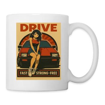 Retro Drive Girl Japan JDM Auto Rennen - Tasse - Weiß - Rechts