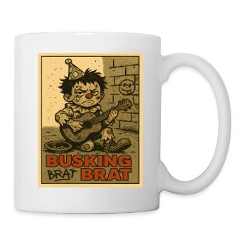 Busking Brat Clown Boy with Guitar Poster - Mug - white - Right