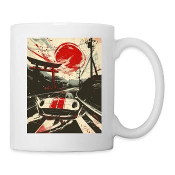 Rote Sonne JDM Kunst Straßenrennen aus Japan - Tasse - Weiß - Rechts