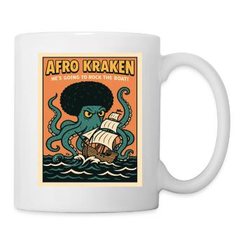 Afro Kraken auf hoher See mit Segelschiff - Tasse - Weiß - Rechts