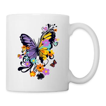 papillon coloré beau art nature - Mug blanc - blanc - Droite