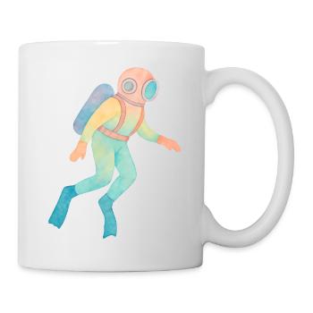 Vintage Aquarell Tiefseetaucher - Tasse - Weiß - Rechts