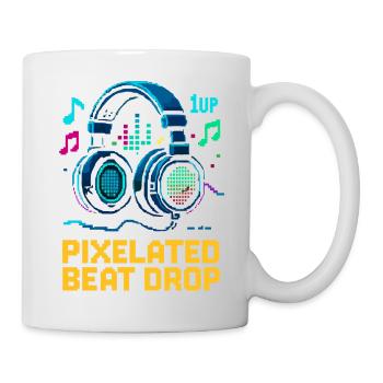 PIXELATED BEAT DROP Retro Pixel Headphones 1UP - Mug - white - Right