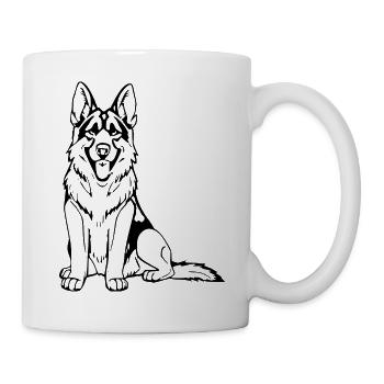 Schäferhund Hunde T-shirt Geschenk - Tasse - Weiß - Rechts