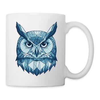 Geometrische Eulen im Polygonstil Blau - Tasse - Weiß - Rechts