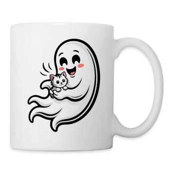 Cuddly Ghost with Cat - Mug - white - Right