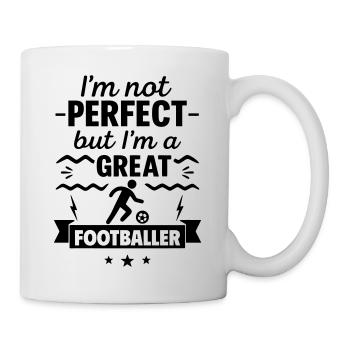 Not perfect, but a super football player - Mug - white - Right