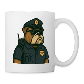 Bulldogge Polizist Karikatur - Tasse - Weiß - Rechts